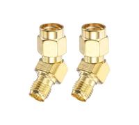 sourcing map 2 adaptadores SMA en forma de L tipo SMA de 135° RP-SMA macho a hembra, adaptador convertidor de 50 ohmios para antenas, monitoreo de señal, banco de pruebas, router WiFi, navegación de