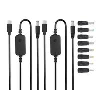 sourcing map 2 adaptadores USB C a CC PD con 8 puntas de conector, 1,18 m, 5 V, 9 V, 12 V, 15 V, 20 V, cable de alimentación tipo C a CC, convertidor de cargador para routers, portátiles, altavoces