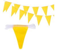 sourcing map 2 banderines amarillos de 100 pies para colgar en forma de triángulo, banderines triangulares para fiestas, bodas, fiestas de cumpleaños