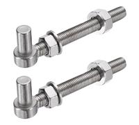 sourcing map 2 bisagras de puerta de perno en J, M16 x 6 pulgadas, acero inoxidable 304, bisagra de poste con arandelas y tuercas para valla de cadena, valla de madera, entrada, puerta de jardín de