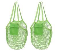sourcing map 2 bolsas de malla de mercado, bolsas de comestibles reutilizables para verduras, frutas, organizador de almacenamiento de compras, playa, verde claro
