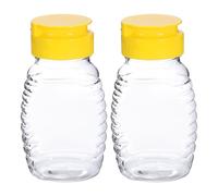 sourcing map 2 botellas de plástico para miel de 108 ml, dispensador de miel a prueba de fugas, recipientes de miel recargables con tapa abatible para almacenar y dispensar jarabe de salsa