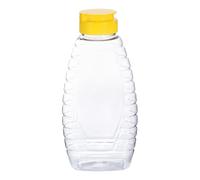 sourcing map 2 botellas de plástico para miel de 360 ml, dispensador de miel a prueba de fugas, recipientes de miel recargables con tapa abatible para almacenar y dispensar jarabe de salsa