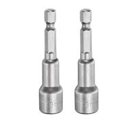 sourcing map 2 brocas de destornillador de tuerca de 10 mm, vástago hexagonal de 65 mm de largo, magnéticos, 6 puntos, ajuste rápido de pernos de acero CR-V para taladros eléctricos