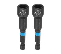 sourcing map 2 brocas de destornillador de tuerca de 3/8 pulgadas, vástago hexagonal de 2.56 pulgadas (65 mm), enchufes magnéticos de 6 puntos, ajuste de pernos de acero Cr-V de cambio rápido para
