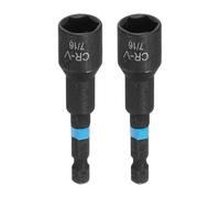 sourcing map 2 brocas de destornillador de tuerca de 7/16 pulgadas, vástago hexagonal de 2.56 pulgadas (65 mm), enchufes magnéticos de 6 puntos, ajuste de pernos de acero Cr-V de cambio rápido para