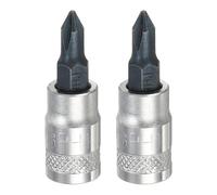 sourcing map 2 brocas Phillips de 1/4 pulgadas PH1 S2 de acero con cabeza cruzada, adaptador de enchufe de acero CR-V para reparación de tuercas hexagonales de eje automático en el hogar