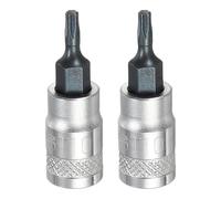 sourcing map 2 brocas Torx de 1/4 pulgadas T10 S2 de acero Torx para destornillador de cabeza Torx CR-V, adaptador de enchufe de acero para reparación de tuercas hexagonales de eje automático en el