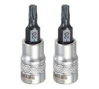sourcing map 2 brocas Torx de 1/4 pulgadas T20 S2 de acero Torx para destornillador de cabeza Torx CR-V, adaptador de enchufe de acero para reparación de tuercas hexagonales de eje automático en el
