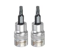 sourcing map 2 brocas Torx de 3/8 pulgadas T20 S2 de acero con cabeza de estrella de acero CR-V, adaptador de enchufe de acero para reparación de tuercas hexagonales de eje automático en el hogar