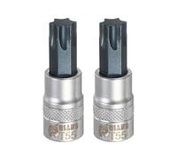 sourcing map 2 brocas Torx de 3/8 pulgadas T55 S2 de acero con cabeza de estrella de acero CR-V, adaptador de enchufe de acero para reparación de tuercas hexagonales de eje automático en el hogar