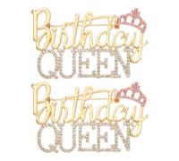 sourcing map 2 broches de reina de cumpleaños para mujer, broche de solapa de corona de diamantes de imitación, broche de aleación de zinc, joyería de diamante, regalo para accesorios de decoración de