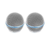 sourcing map 2 cabezales de rejilla de micrófono de malla para micrófono SM58 con cable, cabezal de bola de repuesto para accesorios de cabezal de parrilla de micrófono, color plateado