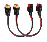 sourcing map 2 cables de extensión XT60 de 300 V CC, macho XT60 de 1 pie a conector de batería, cable conector de enchufe rojo y negro para batería RC, estación de energía portátil, panel solar