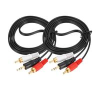 sourcing map 2 cables TRS chapados en oro de 3,5 mm macho a conector 2RCA, núcleo de cobre de 1,5 m, cable auxiliar de audio de PVC de 3 metros para transmisión de sonido de alta fidelidad a TV