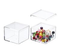 sourcing map 2 cajas pequeñas de acrílico con tapa, 2 x 2 x 1.6 pulgadas, caja de almacenamiento decorativa para almacenar aperitivos, dulces, regalos de fiesta de boda, transparente (rectangular)