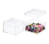 sourcing map 2 cajas pequeñas de acrílico con tapa, 3.1 x 3.1 x 2.4 pulgadas, caja de almacenamiento decorativa para almacenar aperitivos, dulces, regalos de fiesta de boda, transparente (rectangular)