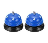 sourcing map 2 campanas de llamada de servicio de escritorio, anillo de metal de 2.95 pulgadas para servicio de cena, hotel, restaurante, área de recepción y eventos de fiesta de boda, color azul