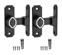 sourcing map 2 cerraduras de puerta de granero, cerradura de puerta abatible de 90 grados, pestillo de seguridad deslizante de aleación de aluminio con tornillos y adhesivo sin clavos para jardín