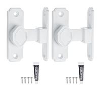sourcing map 2 cerraduras de puerta de granero, cerradura de puerta abatible de 90 grados, pestillo de seguridad deslizante de aleación de aluminio con tornillos y adhesivo sin clavos para jardín