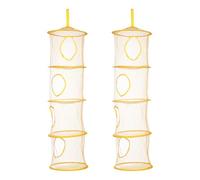 sourcing map 2 cestas de almacenamiento colgantes de malla, organizador de almacenamiento plegable de 11 pulgadas con 4 compartimentos, bolsas de ahorro de espacio para habitación, baño, balcón