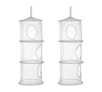 sourcing map 2 cestas de almacenamiento colgantes de malla, organizador de almacenamiento plegable de 11 pulgadas con 3 compartimentos, bolsas de ahorro de espacio para habitación, baño, balcón