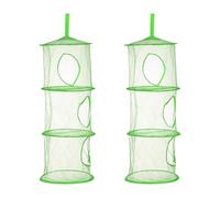 sourcing map 2 cestas de almacenamiento colgantes de malla, organizador de almacenamiento plegable de 11 pulgadas con 3 compartimentos, bolsas de ahorro de espacio para habitación, baño, balcón