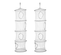 sourcing map 2 cestas de almacenamiento colgantes de malla, organizador de almacenamiento plegable de 11 pulgadas con 4 compartimentos, bolsas de ahorro de espacio para habitación, baño, balcón