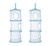 sourcing map 2 cestas de almacenamiento colgantes de malla, organizador de almacenamiento plegable de 11 pulgadas con 3 compartimentos, bolsas de ahorro de espacio para habitación, baño, balcón