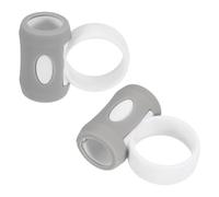 sourcing map 2 clips de control de baqueta, clip de control de silicona, anillo de dedo, accesorios de batería para bateristas, principiantes, práctica, se adapta a baquetas 5A, gris y blanco