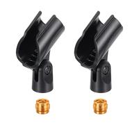 sourcing map 2 clips de micrófono tipo U, soporte de micrófono ajustable, adaptador de soporte de micrófono inalámbrico flexible para micrófonos de mano con adaptador de tornillo de metal macho de 5/8