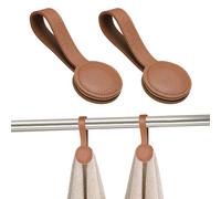 sourcing map 2 clips magnéticos para toallas de cocina, clip de cuero para toallas, ganchos de mano multiusos, accesorios de cocina para manijas de horno, barras, estantes, color marrón