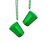 sourcing map 2 collares de vaso de chupito, vasos de chupito de 2 onzas en collar de cuentas, vasos de vidrio de plástico, cadena de cuentas a rayas para recuerdos de fiesta, cumpleaños, boda