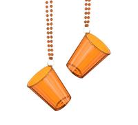 sourcing map 2 collares de vaso de chupito, vasos de chupito de 2 onzas en collar de cuentas, vasos de vidrio de plástico, cadena de cuentas a rayas para recuerdos de fiesta, cumpleaños, boda