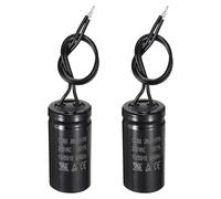 sourcing map 2 condensadores CD60 de funcionamiento, 200uF 250 VCA 50/60 Hz, 2 cables negros, condensador de arranque de motor CD60 para lavadora, compresor de aire, refrigerador, color negro