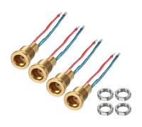 sourcing map 2 conectores de cable hembra MMCX, rosca de 3,8 mm MMCX para auriculares, adaptador de enchufe de audio con tuerca de cable, 7,3 mm de alto, enchufe chapado en oro con cable de 2 cm para