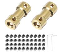 sourcing map 2 conectores de unión de acoplamiento de eje de latón de 2 mm a 6 mm con tornillos y llave hexagonal, acoplador flexible de eje de motor para ruedas de coche, neumáticos y motor de eje