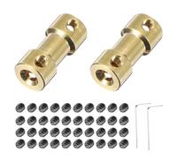 sourcing map 2 conectores de unión de acoplamiento de eje de latón de 5 mm a 6 mm con tornillos y llave hexagonal, acoplador flexible de eje de motor para ruedas de coche, neumáticos y motor de eje