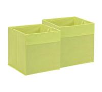 sourcing map 2 contenedores de almacenamiento de tela, cubos de almacenamiento plegables de 11 pulgadas, cubos organizadores para estantes, armario, guardería, dormitorio (verde fluorescente)