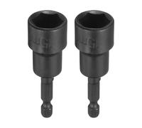 sourcing map 2 destornilladores de tuerca magnéticos de 15 mm, llave hexagonal de acero CR-V, herramientas de llave de vaso con vástago hexagonal de cambio rápido de 1/4 pulgadas para taladros