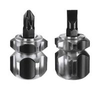 sourcing map 2 destornilladores PH2+SL6 Stubby Phillips y ranurados 45# de acero negro óxido mini destornillador corto con mango ergonómico para máquinas de coser en espacios reducidos, color negro