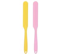 sourcing map 2 espátulas de silicona de 9.45 pulgadas, reutilizables, antiadherentes, flexibles, para resina epoxi, pintura líquida, manualidades, rosa/amarillo