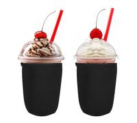 sourcing map 2 fundas de café helado, fundas aislantes de neopreno para tazas, reutilizables, para vasos de bebidas heladas y calientes, decoración de bebidas de fiesta, color negro