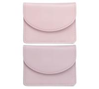 sourcing map 2 fundas de cuero para tarjetas de visita, tarjetero profesional delgado para tarjetas de visita con 3 ranuras para tarjetas para hombres y mujeres (rosa/morado claro)