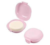 sourcing map 2 fundas de jabón de viaje, caja de jabón portátil de viaje, impermeable, recipiente hermético con tapa para ducha, baño, al aire libre, hogar, gimnasio, senderismo (redondo, rosa)