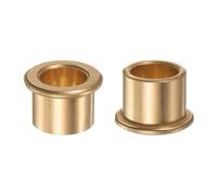 sourcing map 2 fundas de rodamiento de brida de 12 mm de diámetro interior de 16 mm de diámetro exterior de 12 mm de longitud, 2 mm de grosor, bujes de bronce autolubricantes para equipos industriales