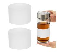 sourcing map 2 fundas de silicona para tazas, 7 cm, resistente al calor, reutilizable, antideslizante, protector de botella de vidrio para café, té, bebidas frías y calientes, vasos de viaje en casa