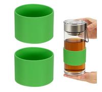 sourcing map 2 fundas de silicona para tazas, 7 cm, resistente al calor, reutilizable, antideslizante, protector de botella de vidrio para café, té, bebidas frías y calientes, vasos de viaje en casa