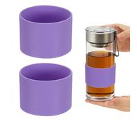 sourcing map 2 fundas de silicona para tazas, 7 cm, resistente al calor, reutilizable, antideslizante, protector de botella de vidrio para café, té, bebidas frías y calientes, vasos de viaje, color