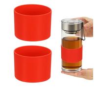 sourcing map 2 fundas de silicona para tazas, 7 cm, resistente al calor, reutilizable, antideslizante, protector de botella de vidrio para café, té, bebidas frías y calientes, vasos de viaje, color